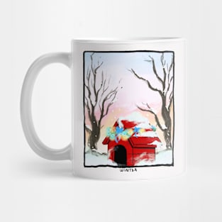 The Red Dog House In Winter Mug